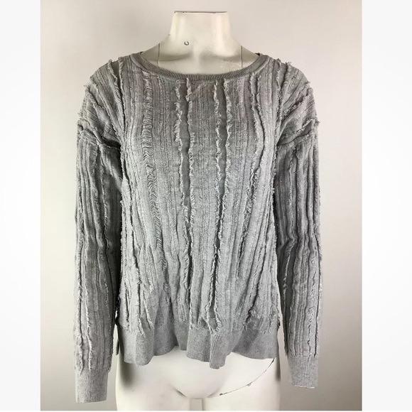 Harper Lane Sz XL Ribbed Textured Pullover Sweater Gray Cotton Viscose Blend - Picture 1 of 6